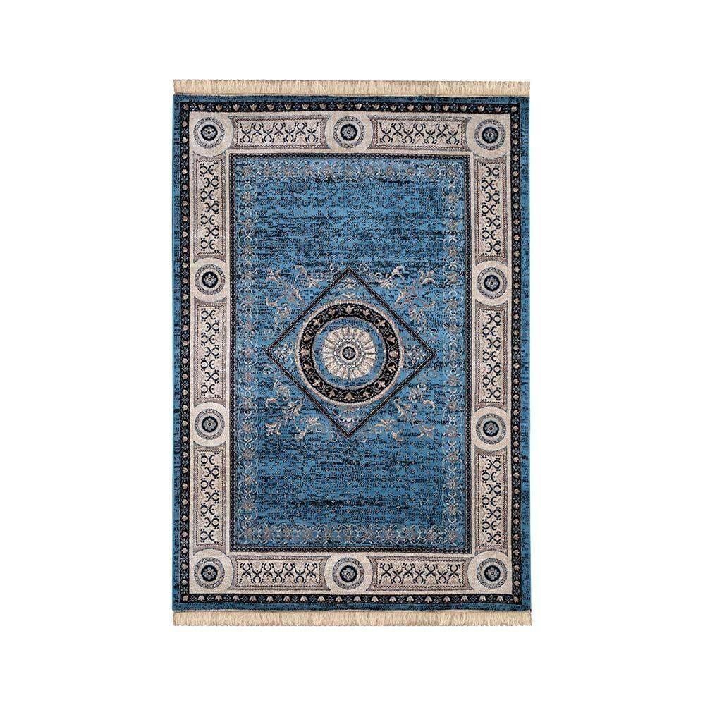 Tapete Para Sala Belga Bruxelas 9 Azul 1,00x1,40m - Edantex