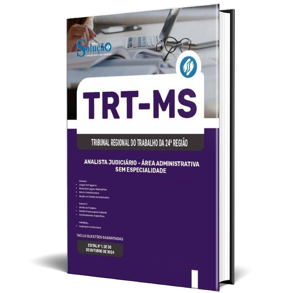 Apostila Trt Ms 2024 Analista Judiciário Área Administrativa