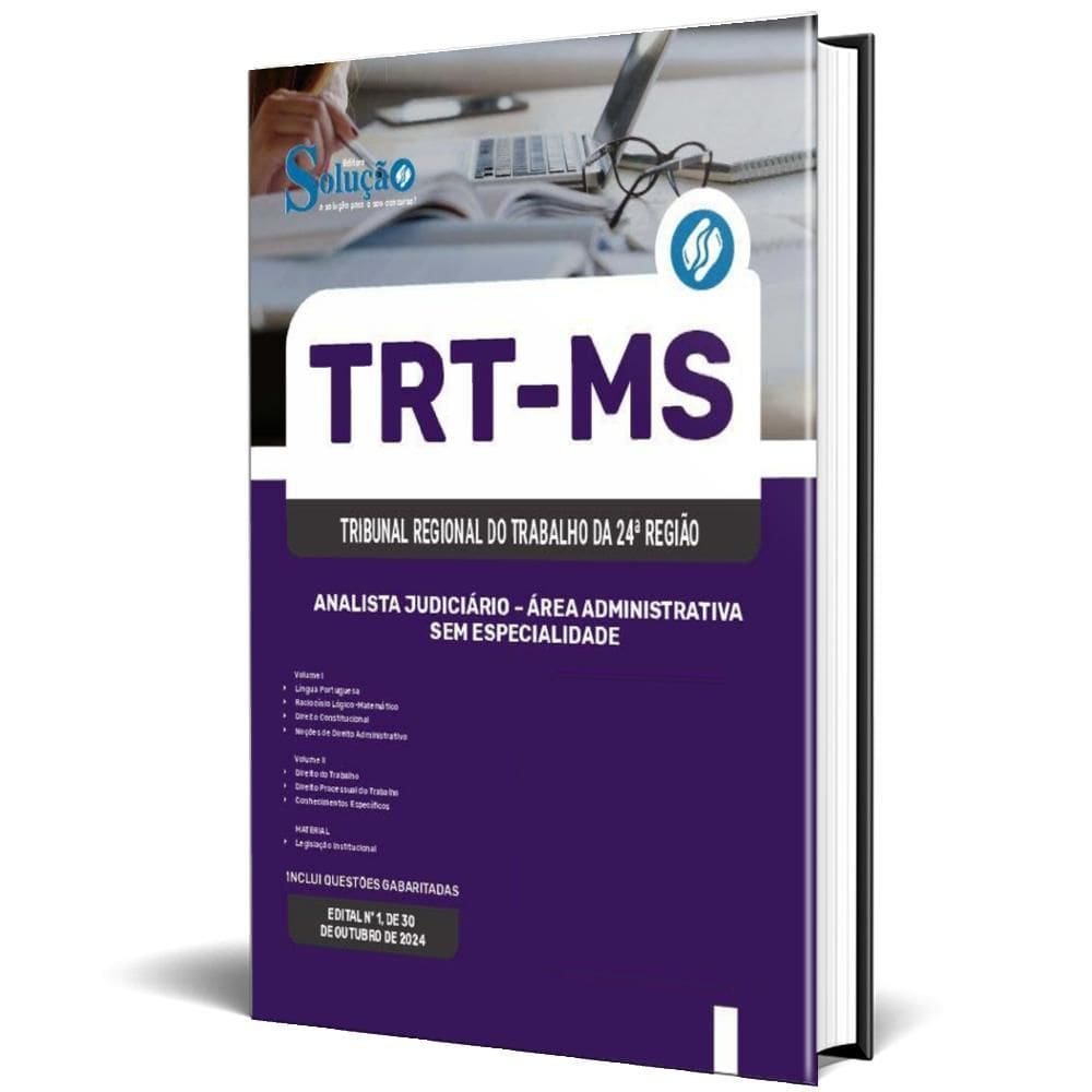 Apostila Trt Ms 2024 Analista Judiciário Área Administrativa