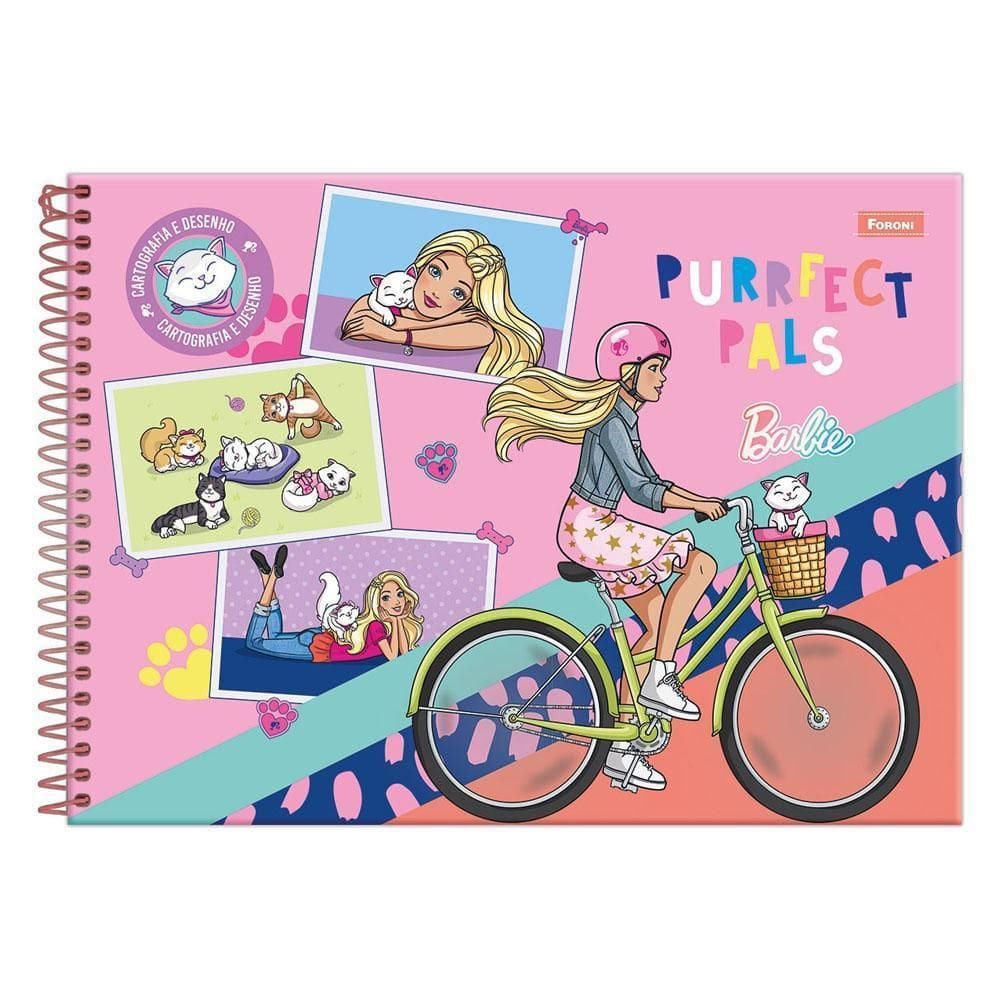 Caderno Cartográfia 80Fls Barbie Purrfect Pals Foroni