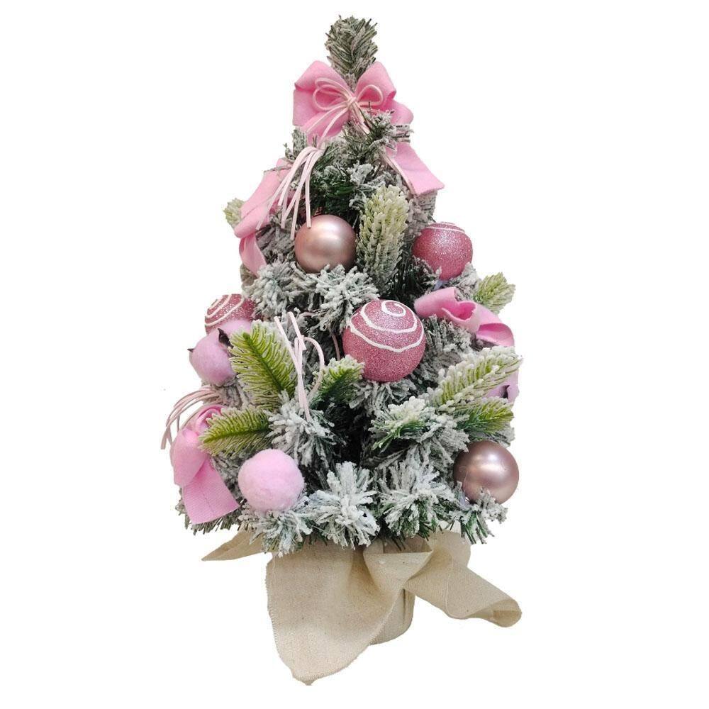Mini Árvore De Natal Decorada 30Cm Rosa Claro Vmp