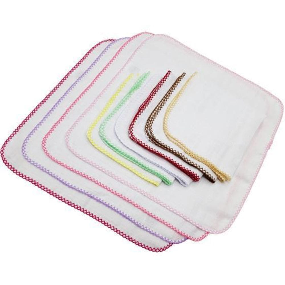 Kit 10 Fralda Boca Quadriculada 33X33 Com Crochê Feminino