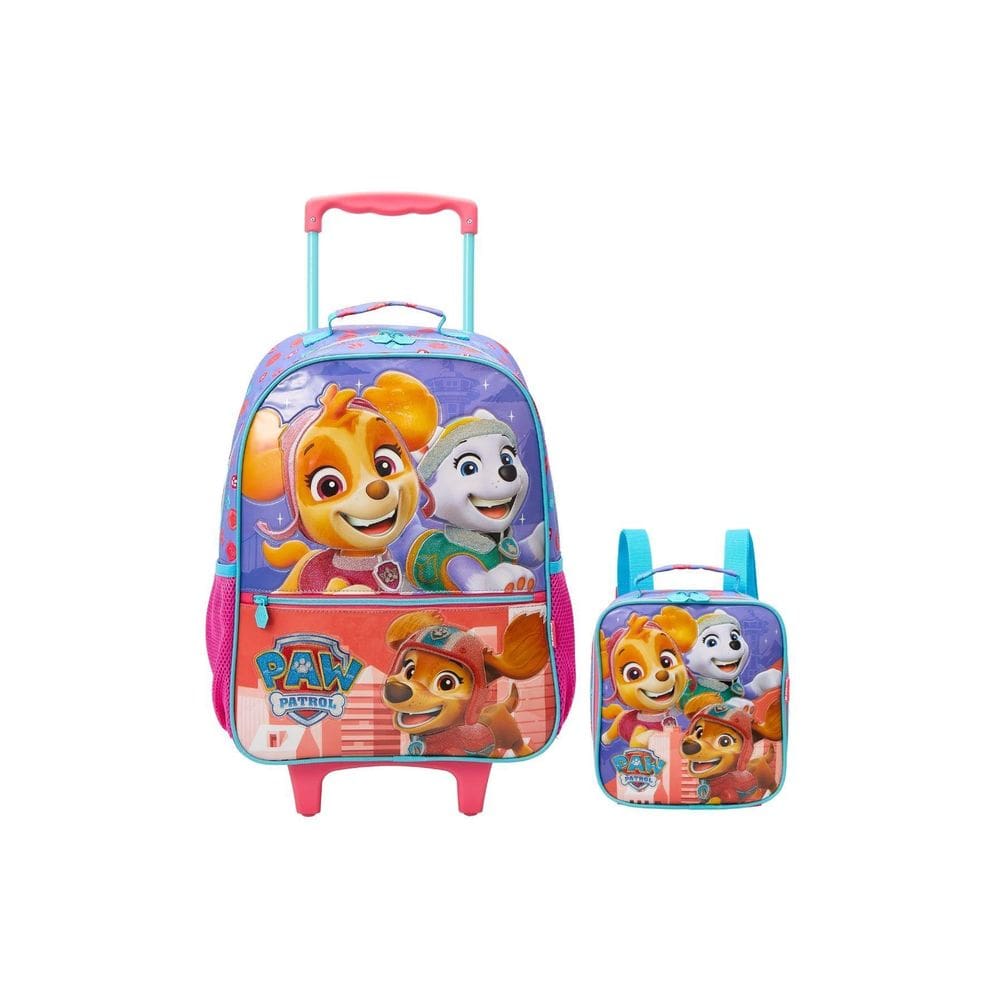 Kit Patrulha Canina P Skye Mochila Rodas + Lancheira
