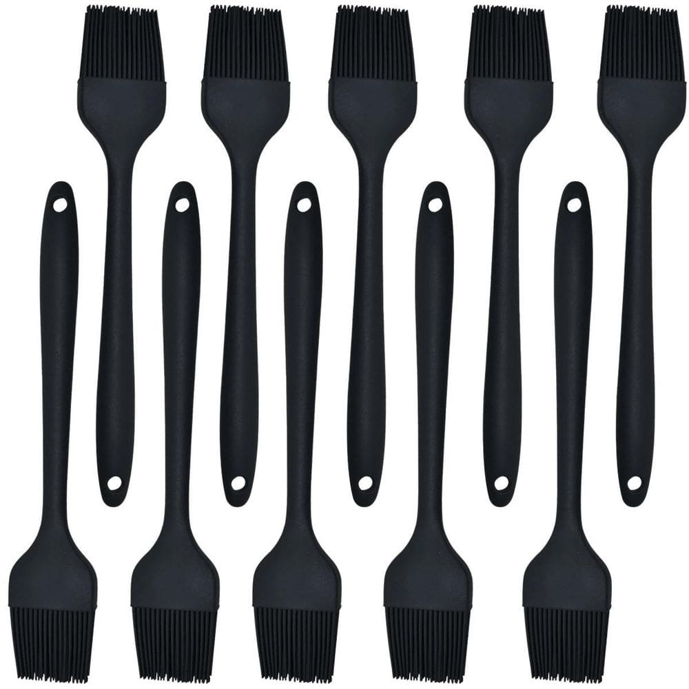 Pincel Culinario De Silicone Preto Kit 10 Un