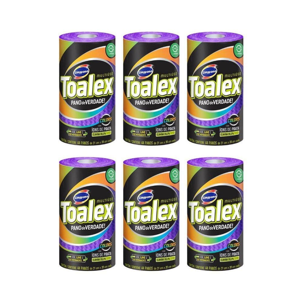 Pano Multiuso Toalex Reutilizavel Roxo Com 44Un-Kit Com 6Un