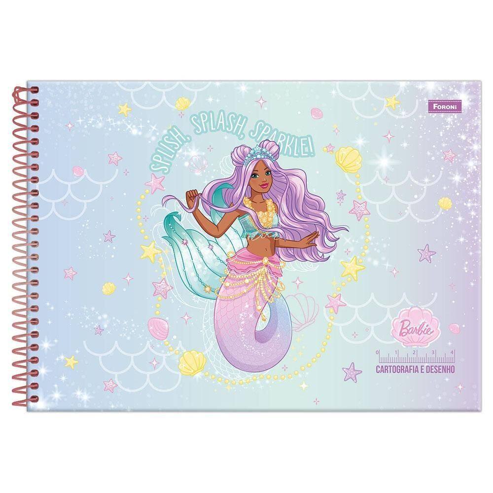 Caderno Cartográfia Mm 80Fls Barbie Dreamtopia Sereia Foroni