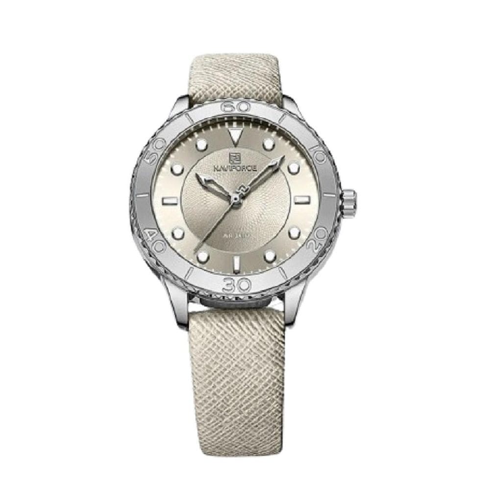 Relógio Feminino Naviforce Pulseira Couro Nf5020 Gelo