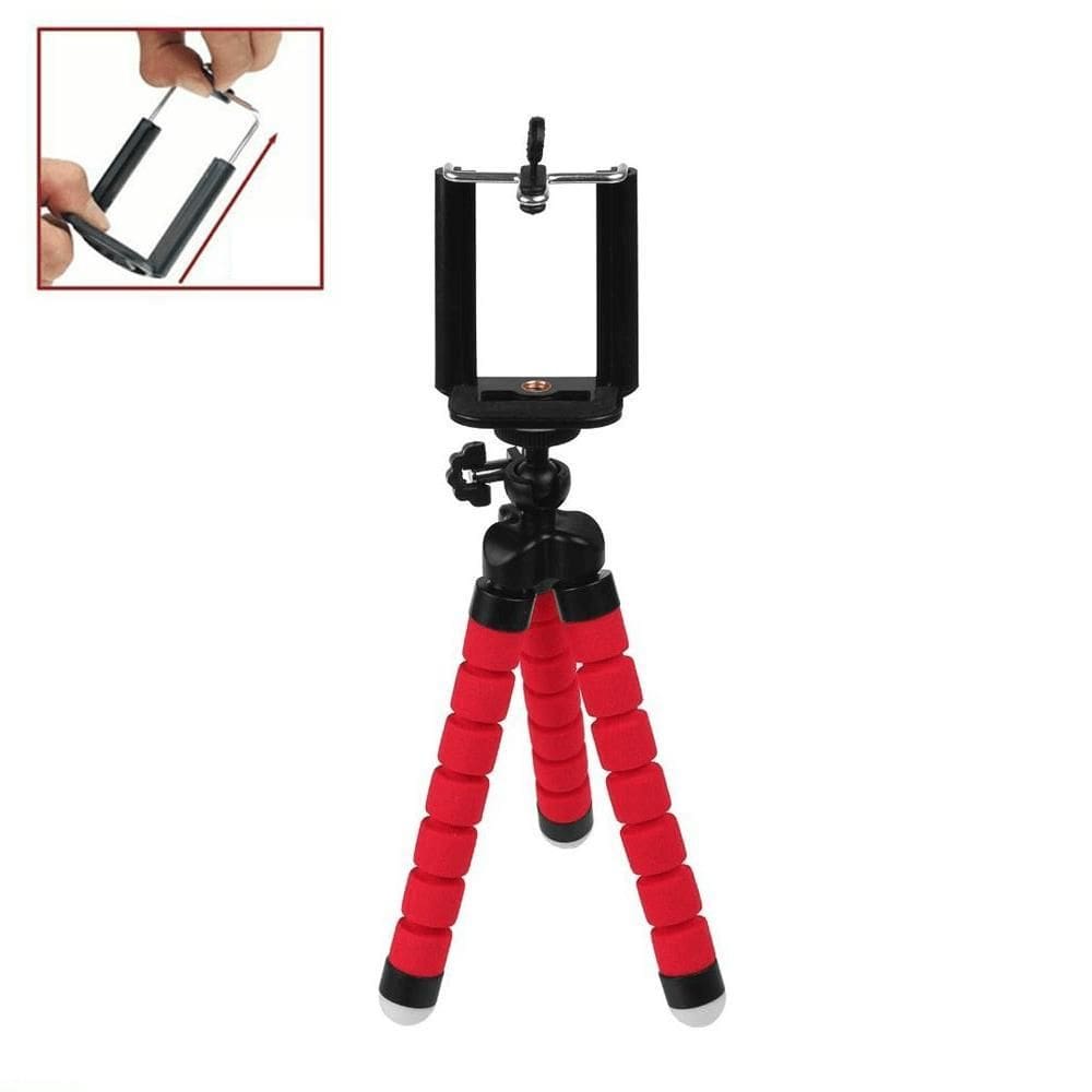 Mini Tripé De Mesa Flexível 360 Suporte Smartphone Vermelho