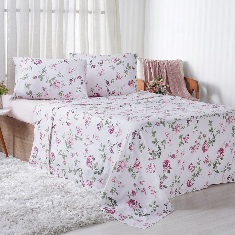 Jogo de Cama Solteiro 3 Pçs 150 Fios Super Macio 100% Algodão