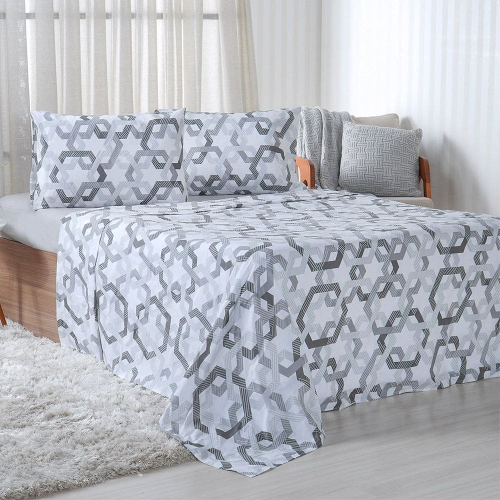 Jogo de Cama King 4 Pçs 150 Fios Super Macio 100% Algodão