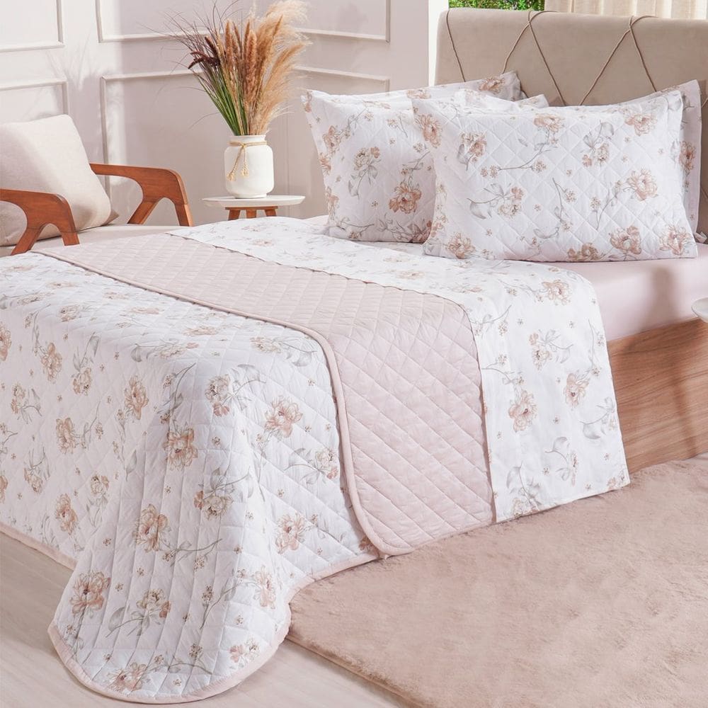 Kit Colcha King 200 Fios Estampada 260x280cm