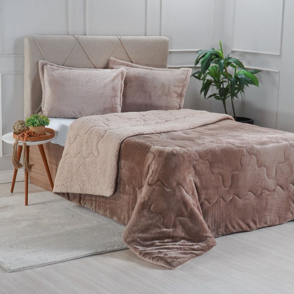 Edredom Sherpa Casal Dupla Face 180x220cm