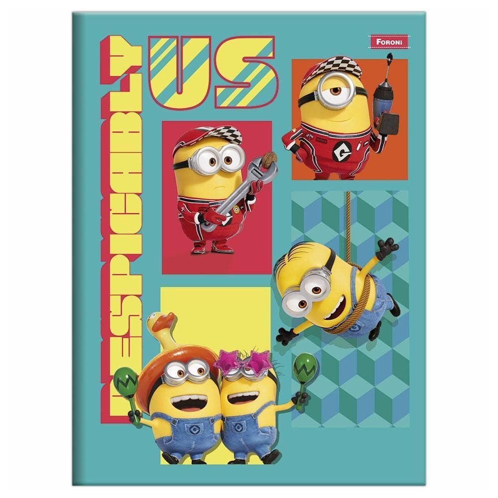 Caderno Brochurão 80Fls Minions Turquesa Foroni