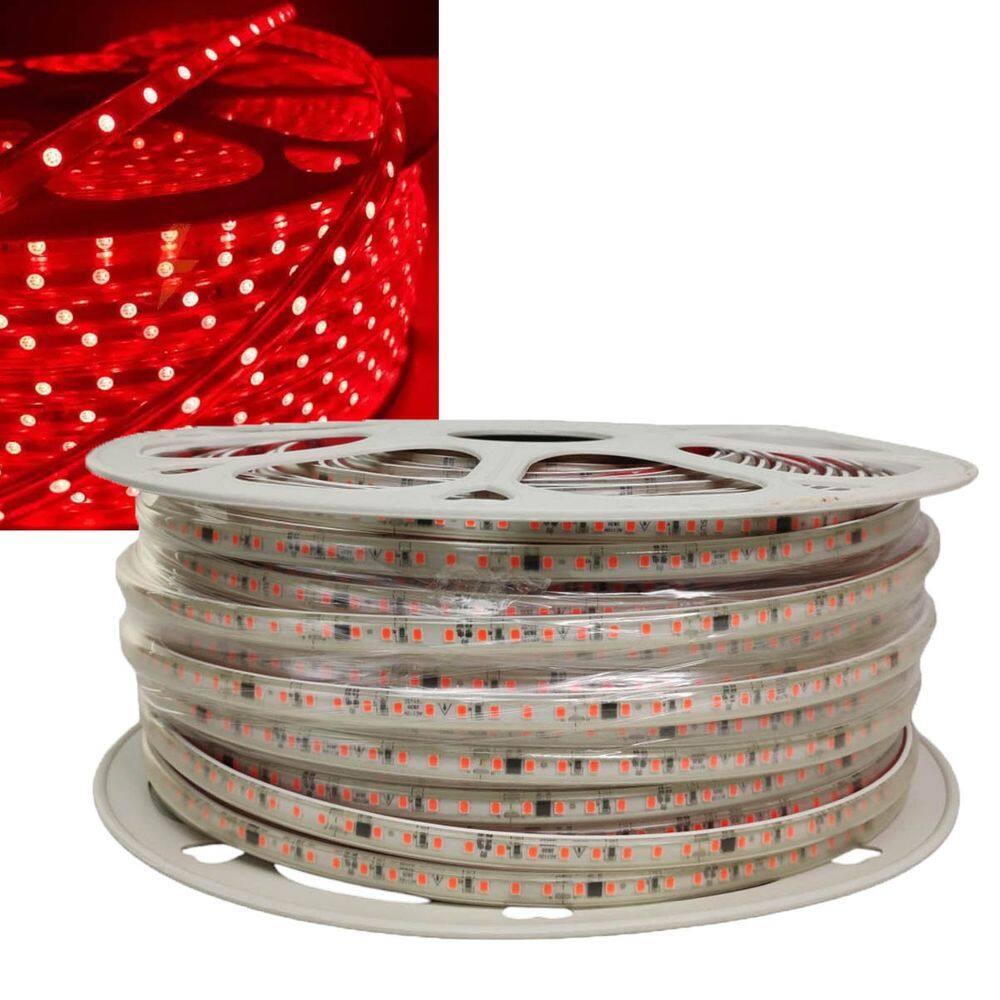 Fita Led Direta Vermelha Rolo 100 Metros Dupla Face Sanca Gesso Quarto Sala Recepçao Iluminaçao
