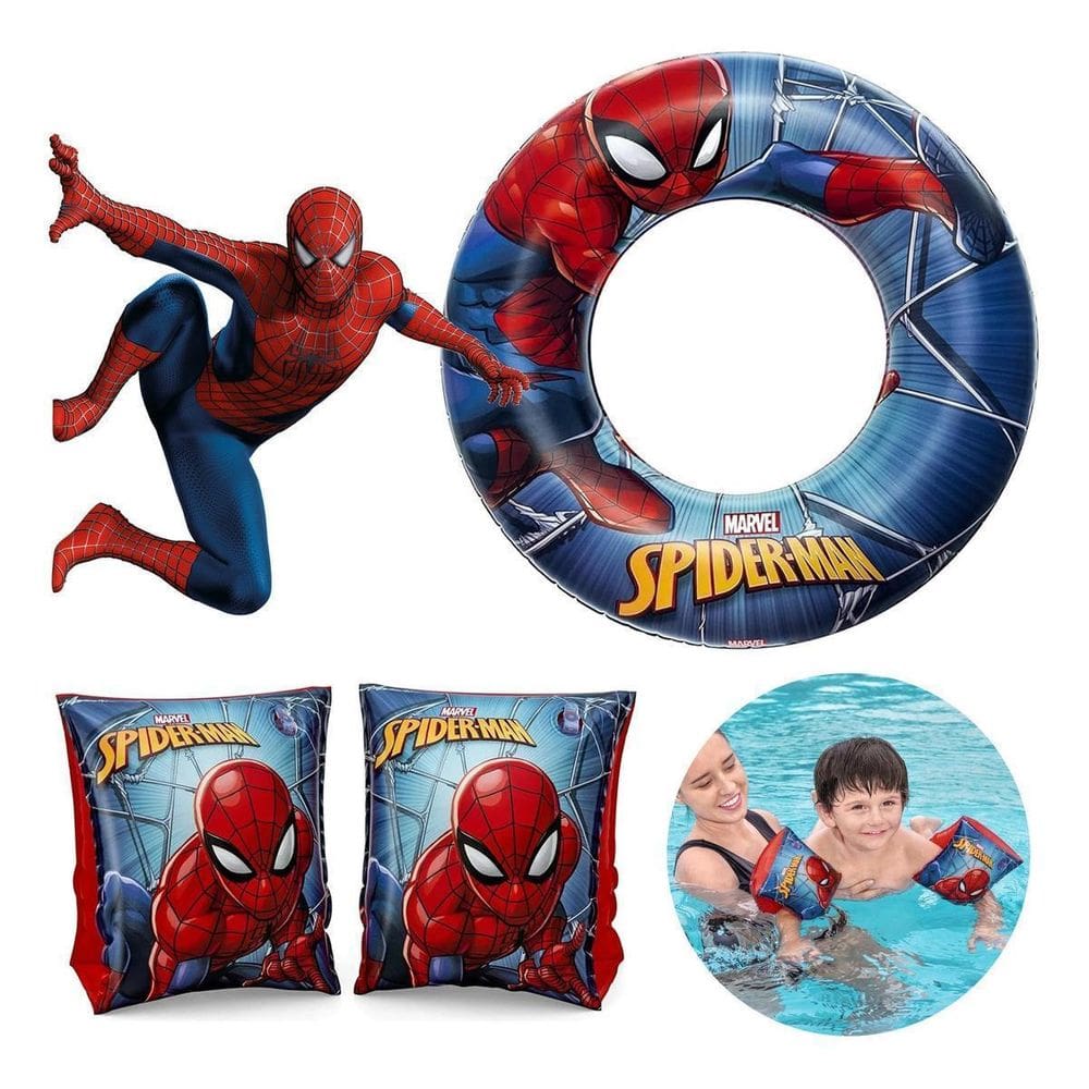 Kit Boia Redonda Homem Aranha + Boia De Braço Infantil