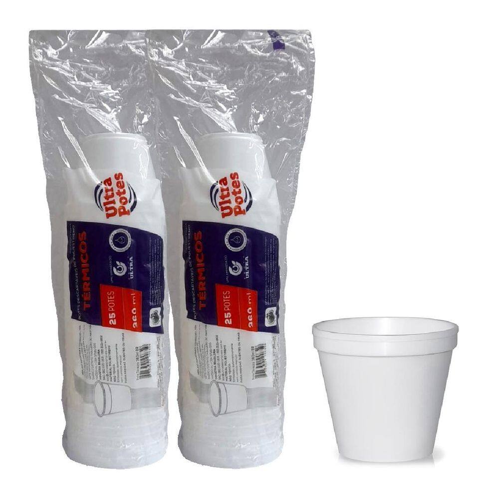 Pote Térmico De Isopor 360Ml Descartável C/100 Caldo Sorvete