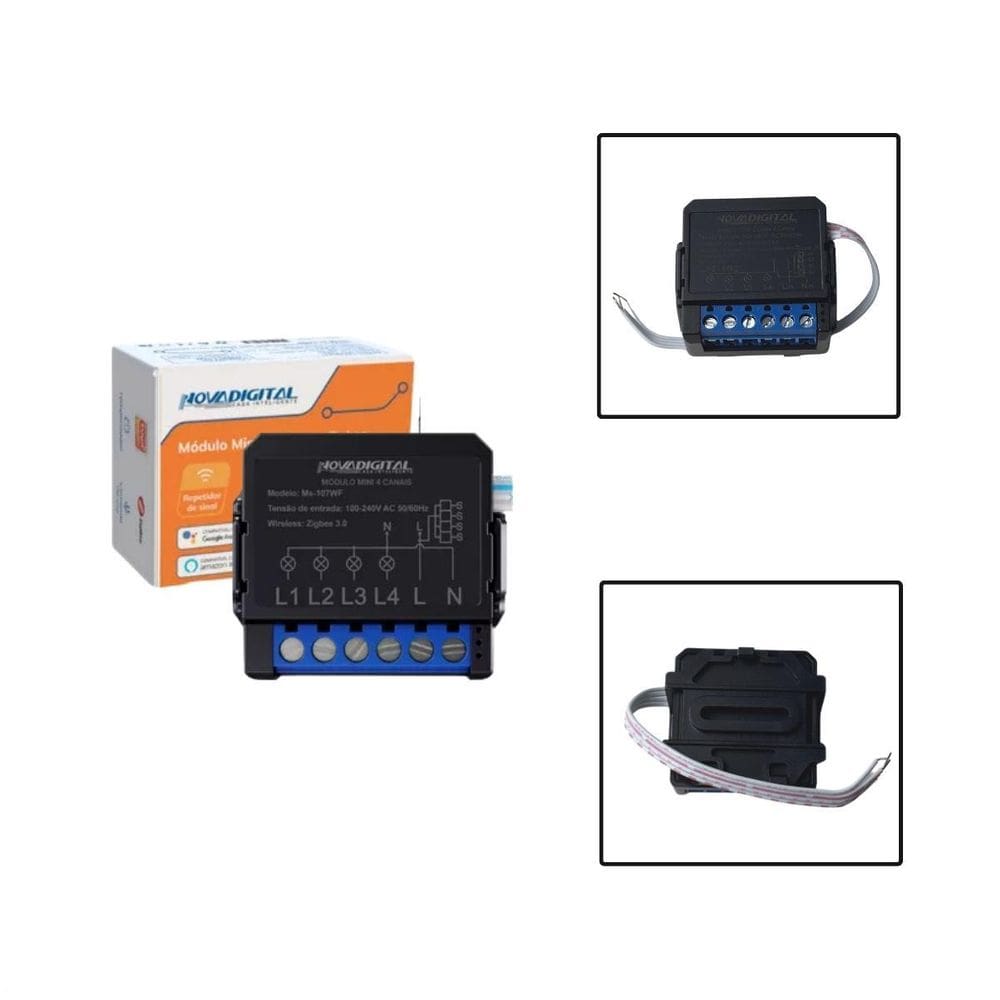 Interruptor Relé Módulo Mini Zigbee 4 Canais Tuya Alexa