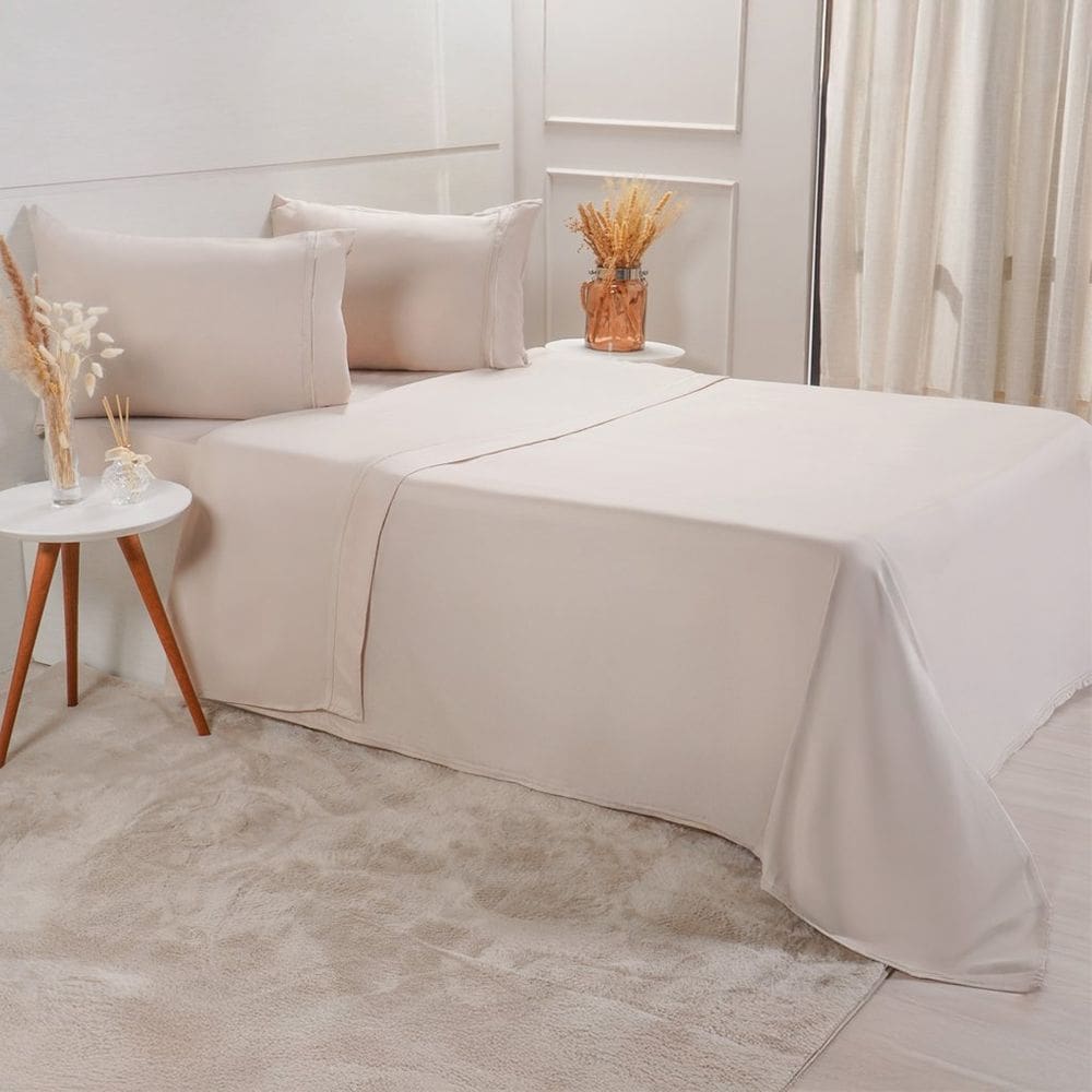 Jogo de Cama King Serenitá 4 Pçs Bordado Festonê 193x203x40cm