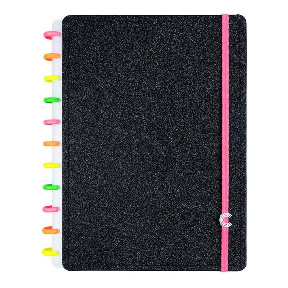 Caderno Inteligente Lets Glitter Neon Black Grande 80 Folhas CIGD4145 Preto - CI