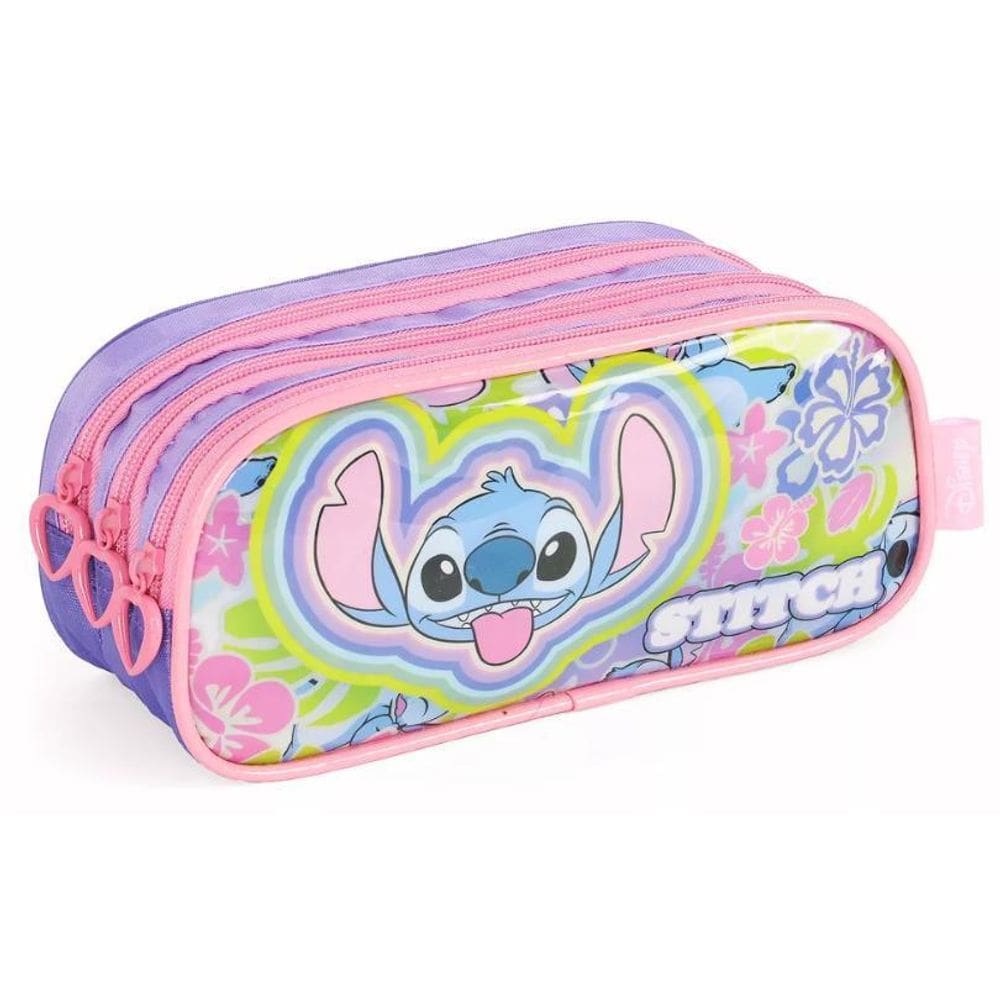 Estojo Triplo Stitch Porta Lápis Organizador Infantil