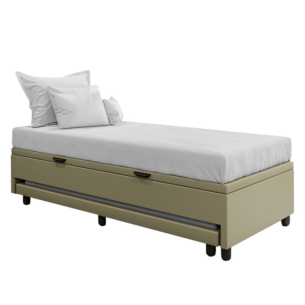 Bicama Box Baú Solteirão 96x188 cm Samy S05 Sintético Bege - Mpozenato