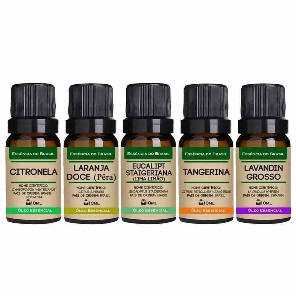 Kit 5 Óleos Essenciais Puros E Naturais