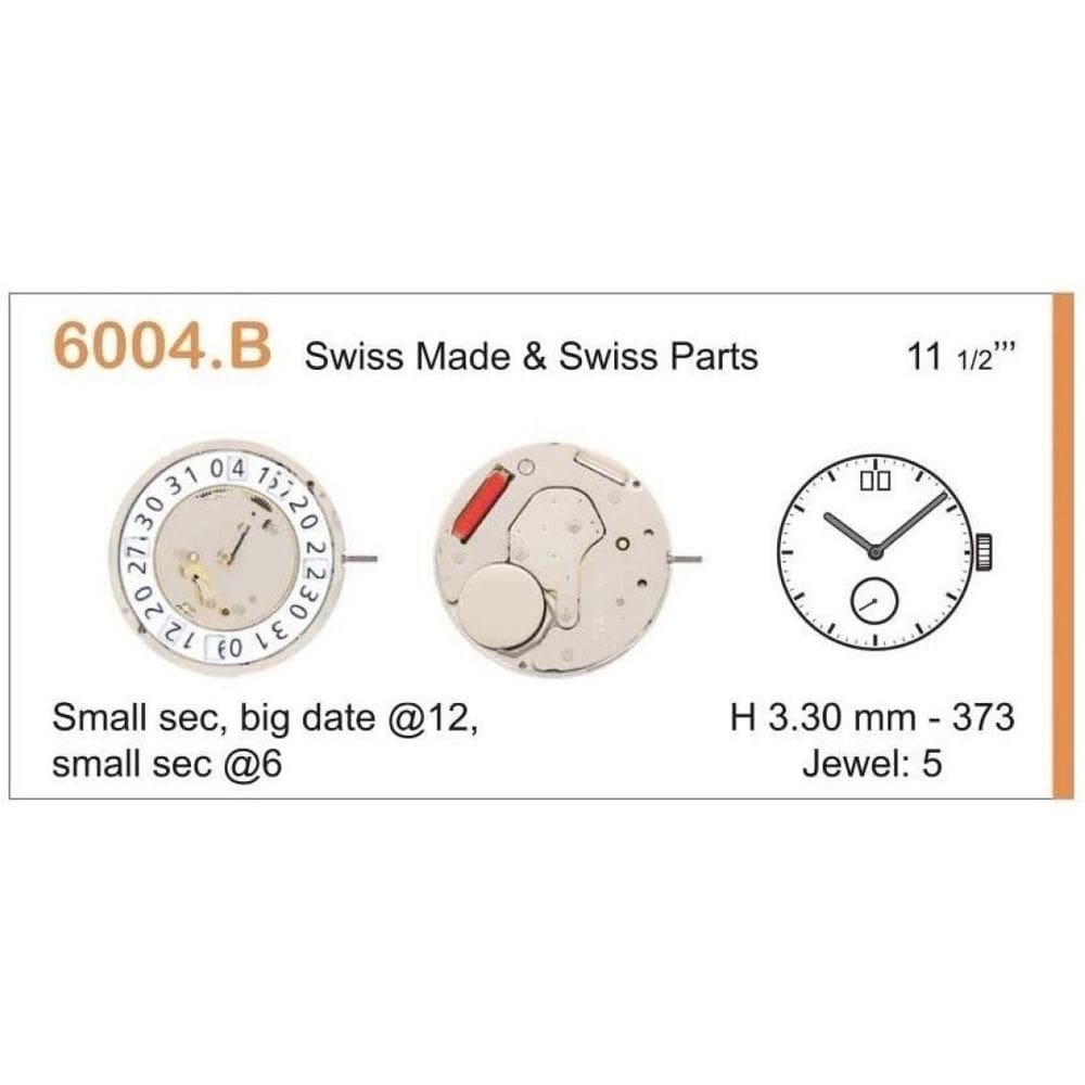 Máquina Para Relógio Pulso Ronda 6004B Calendário 12
