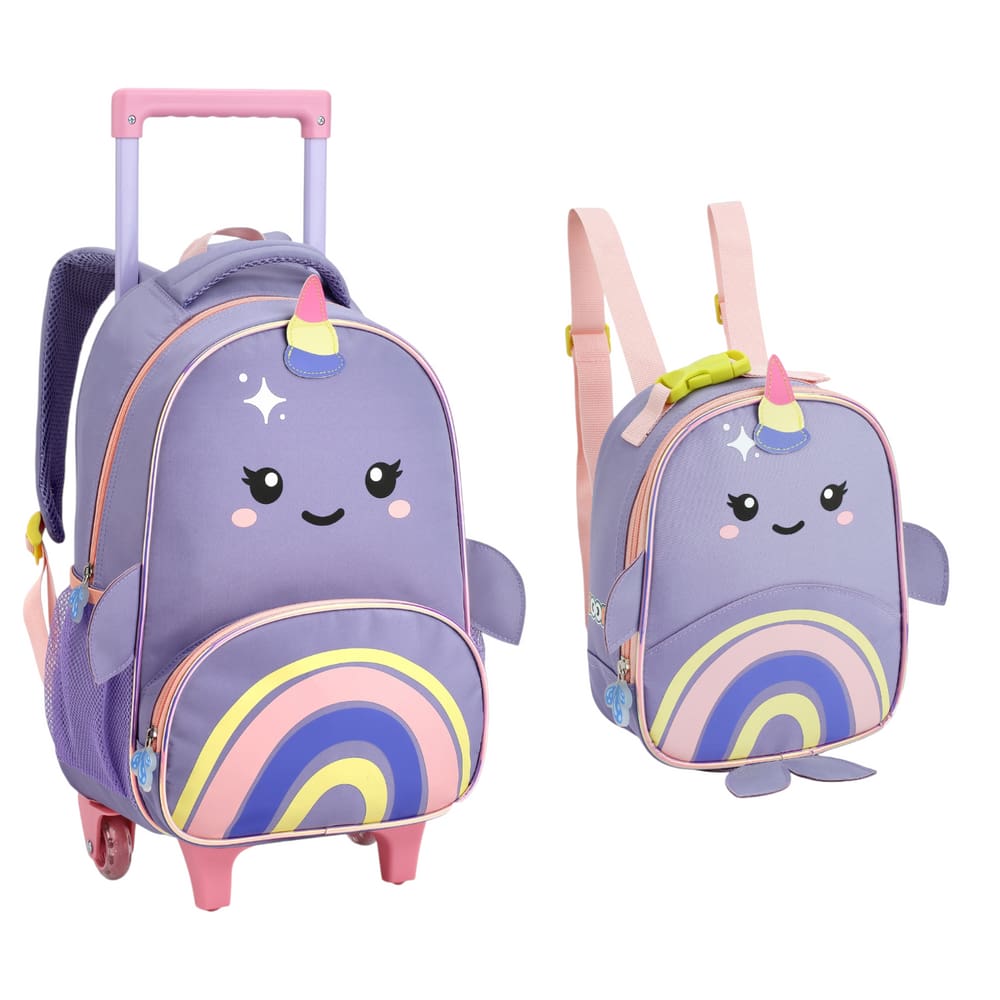 Conjunto Mochila De Rodinhas E Lancheira Térmica Zoop Narval