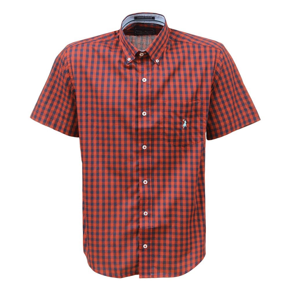 Camisa Xadrez Masculina Manga Curta Vermelho Austin 37525