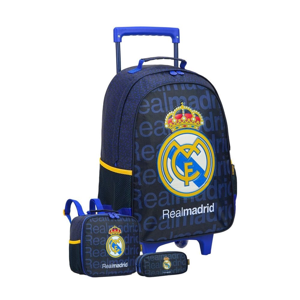 Kit Escolar Mochila Roda + Lancheira + Estojo D Real Madrid