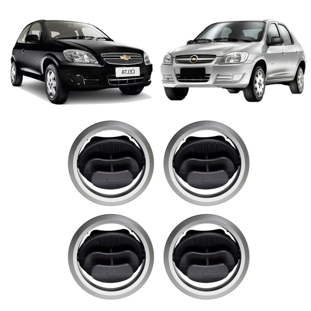 Kit Difusor Grade Ar Celta Prisma 07-16 Prata/Preto 4 Pçs