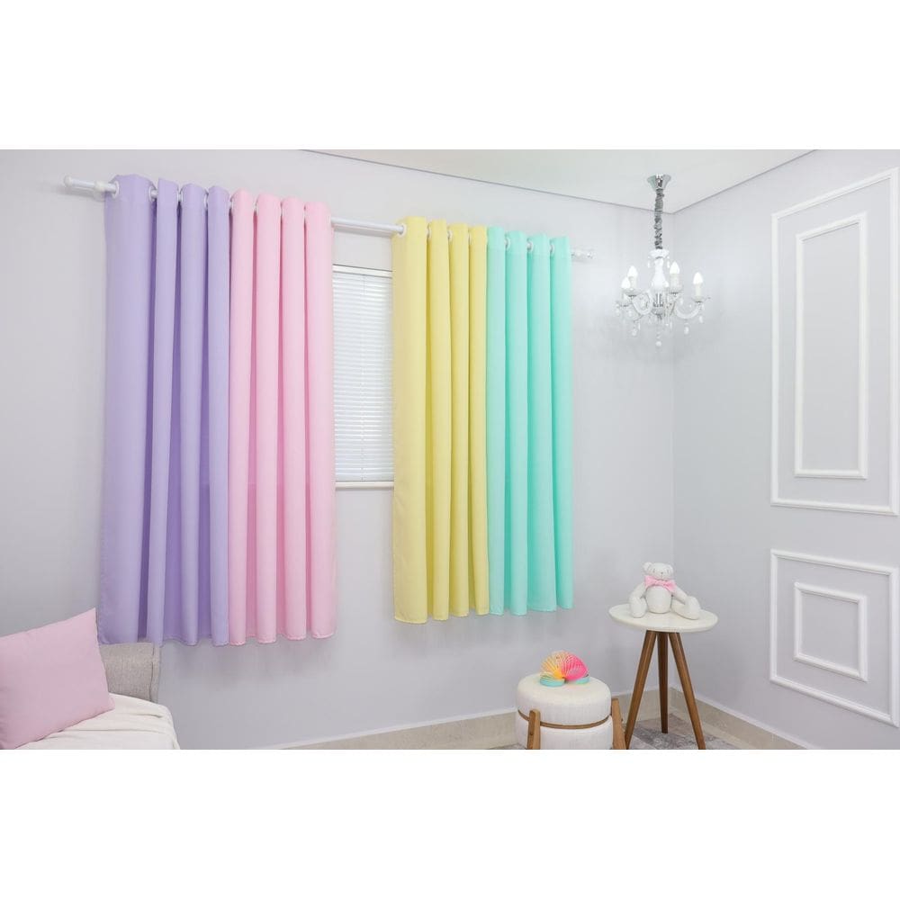 Cortina Colorida Oxford Arco-Íris 600X180 P/Varão Fabritex