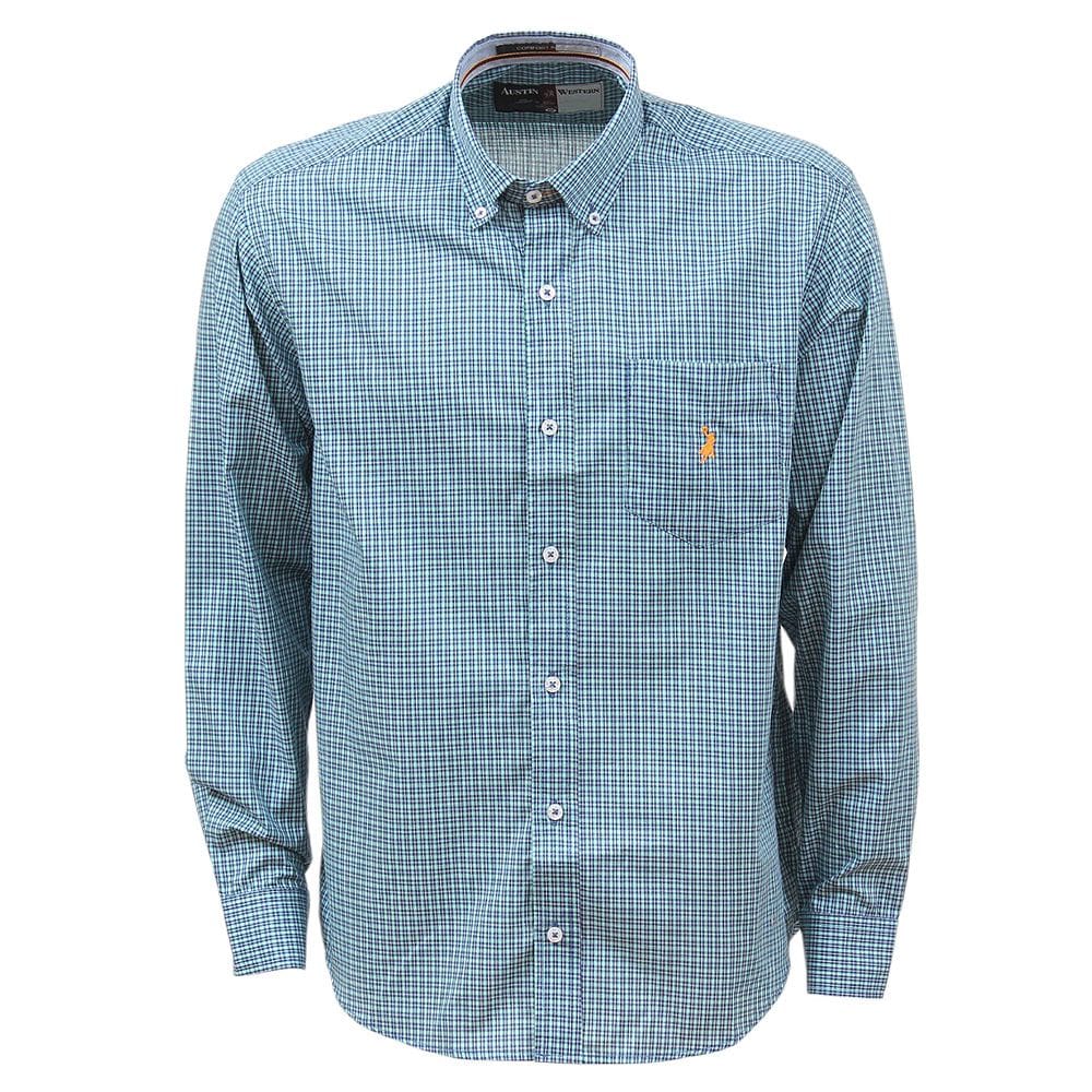 Camisa Xadrez Masculina Manga Longa Verde Austin 37538