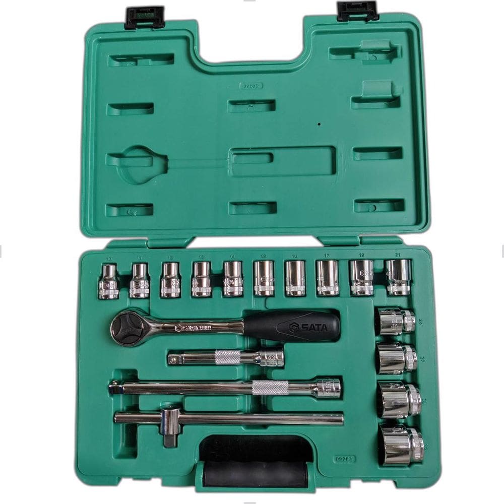 Jogo Soquetes Estriados de 1/2” pol com 18 peças ST09203SJ Sata