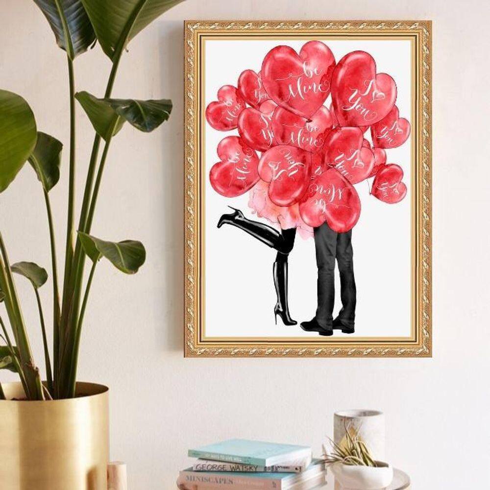 Quadro Decorativo Enamorados 33X24Cm - Com Vidro