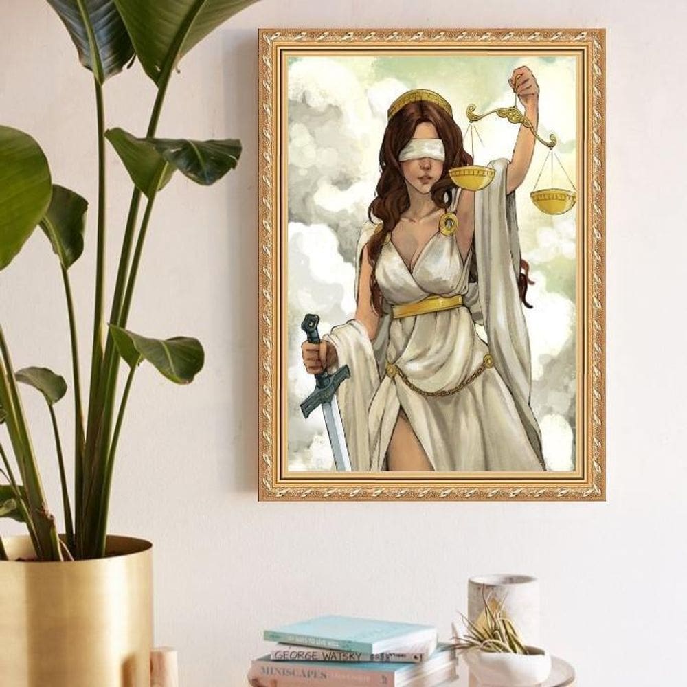 Quadro Decorativo Deusa Da Justiça 45X34Cm