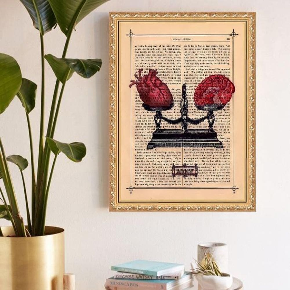 Quadro Decorativo Mente E Coração 45X34Cm