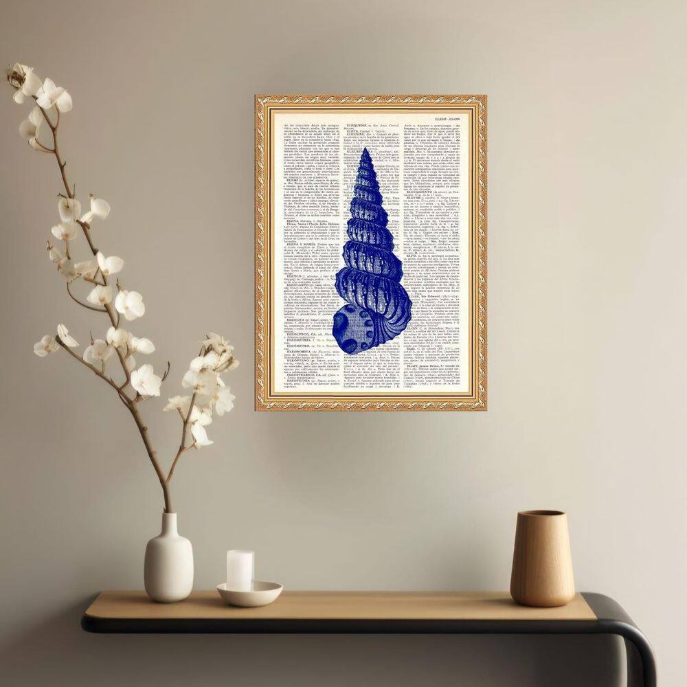 Quadro Decorativo Concha Azul Vintage 45X34Cm