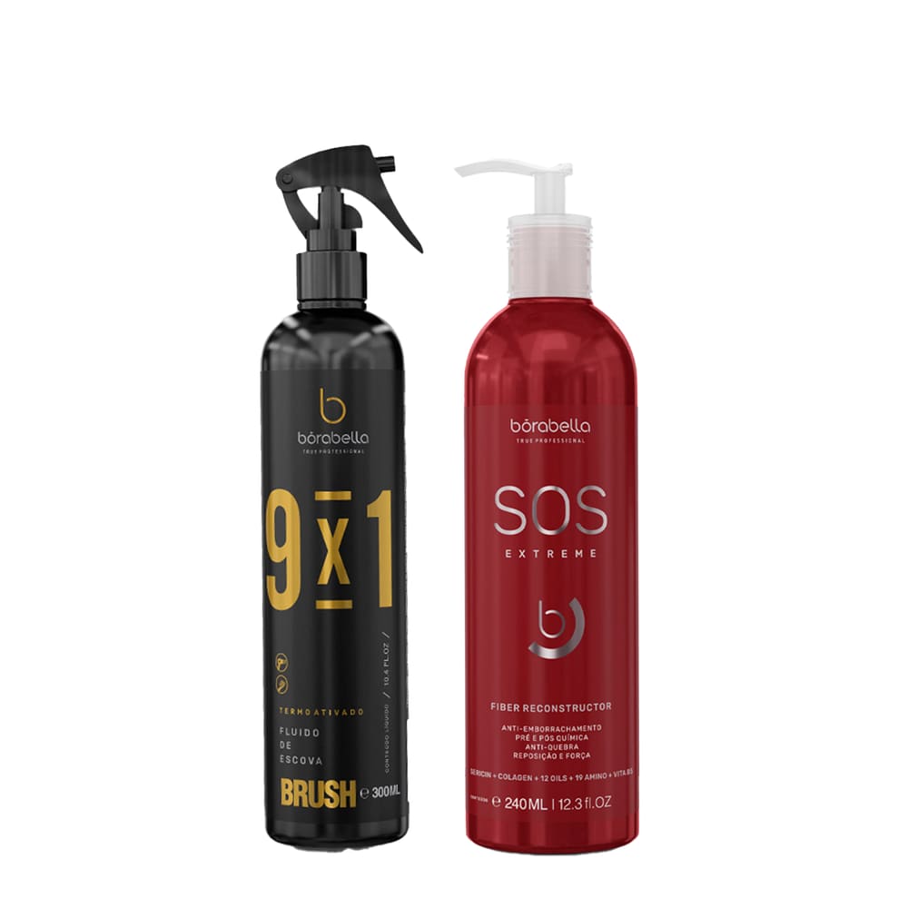 Kit Brush Fluido Termoativado e Sos Extreme 240ml Borabella
