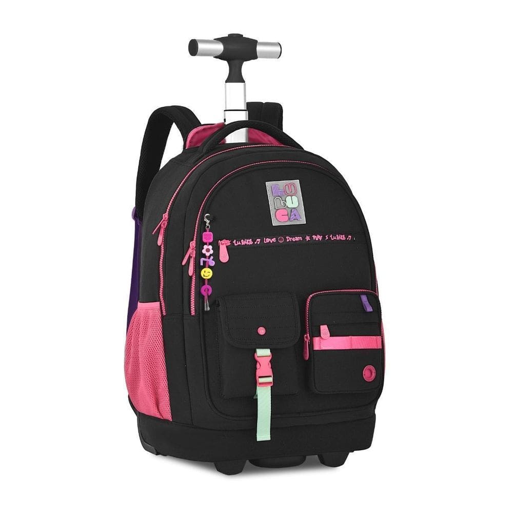 Mochila De Rodas Luluca Juvenil Pandinha Escolar - Preto