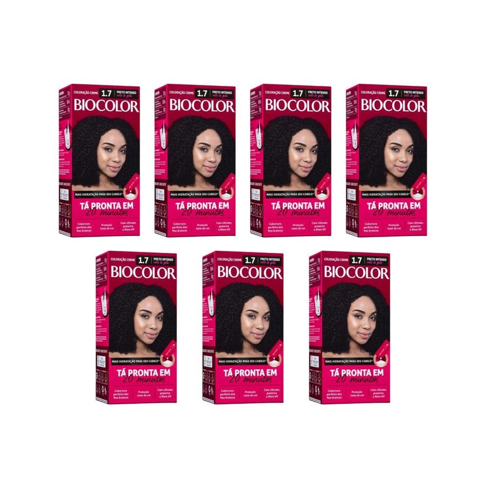 Coloraçao Biocolor Creme 1.7 Preto Int - Kit Com 7Un