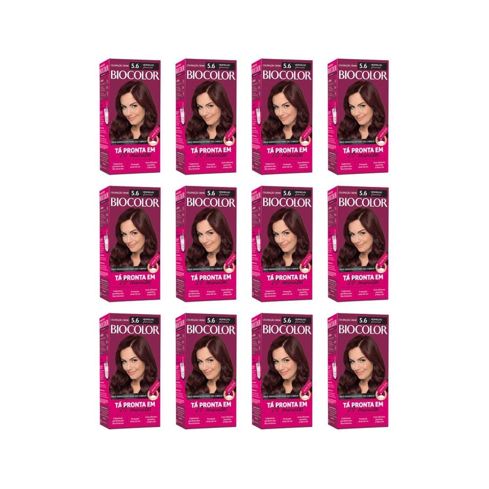 Coloraçao Biocolor Creme 5.6 Vermelho Glamuroso - Kit C/12Un