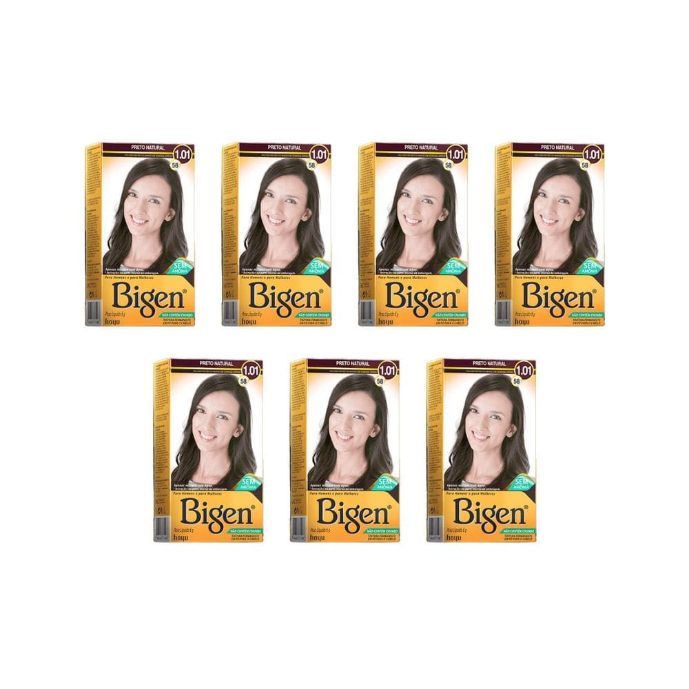 Coloraçao Bigen 58 Preto Natural - Kit Com 7Un