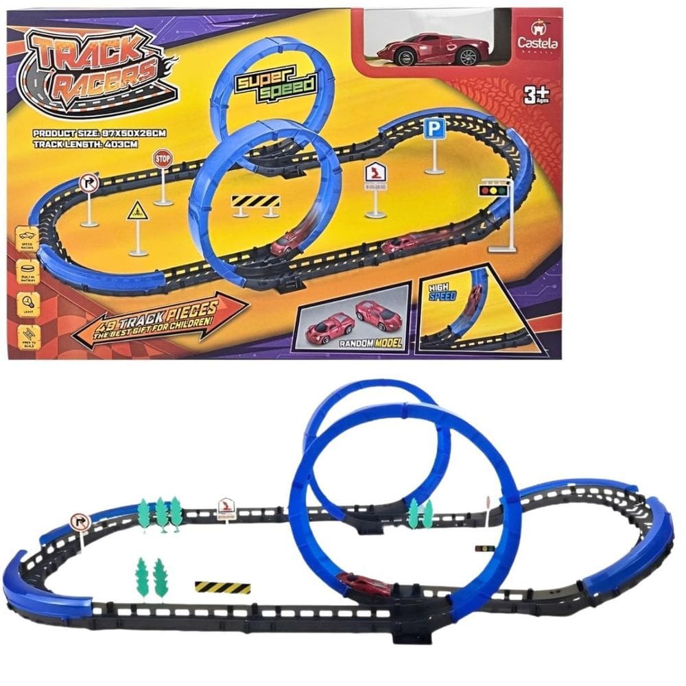 Pista De Corrida Carrinho 2 Loopings Track Racers - Castela