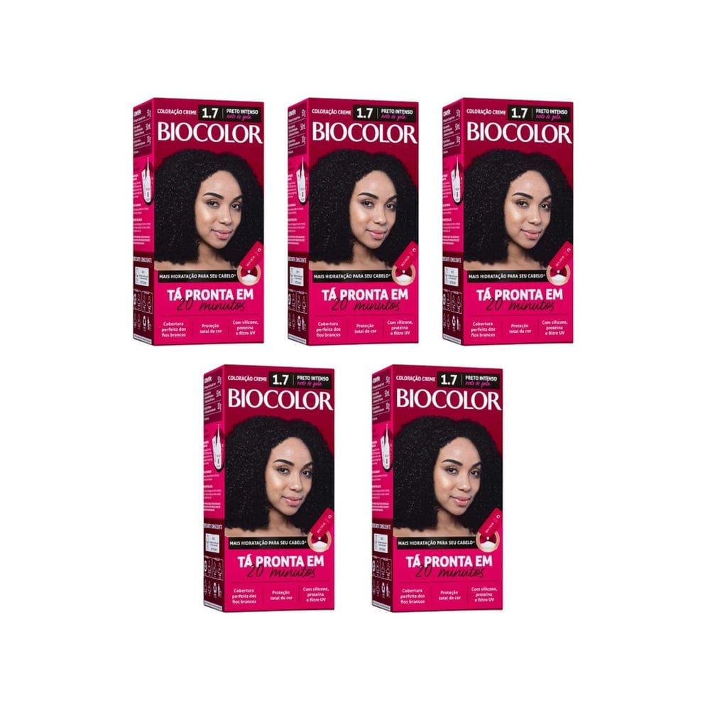 Coloraçao Biocolor Creme 1.7 Preto Int - Kit Com 5Un