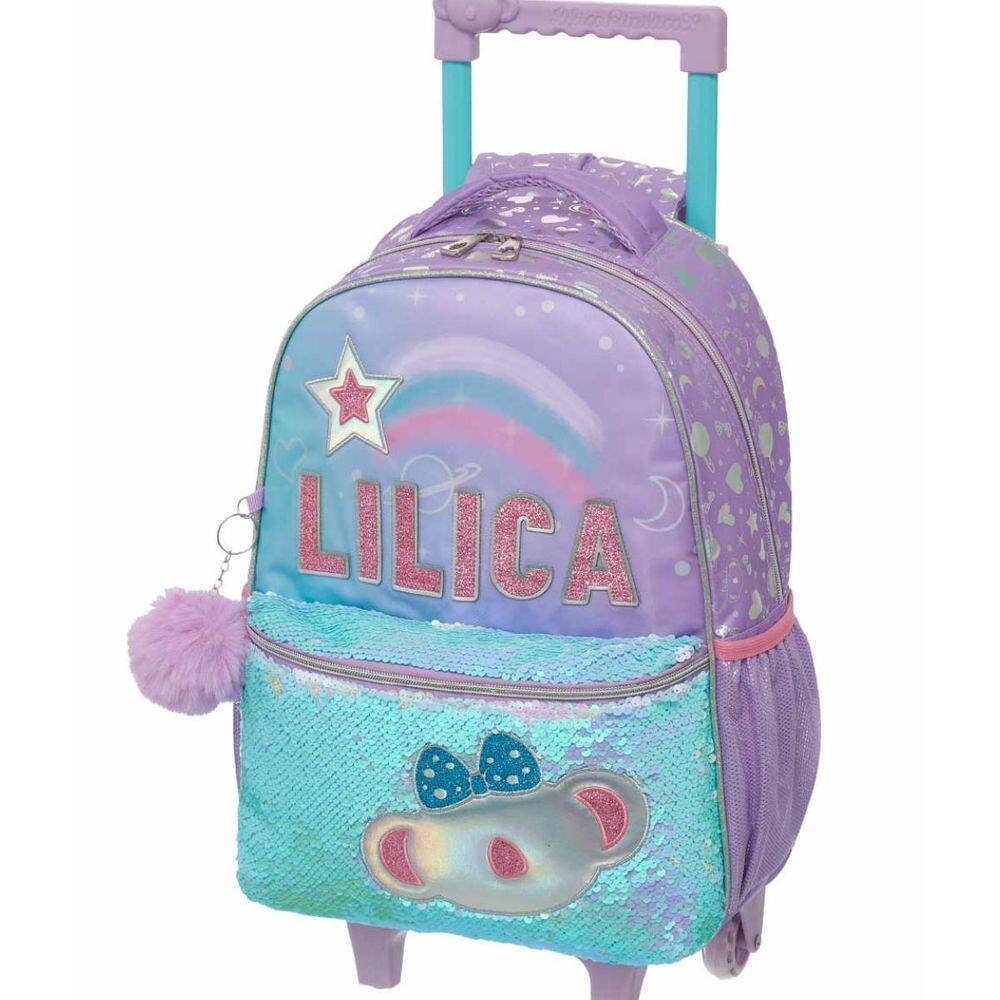Mochila Rodinhas Lilica Ripilica Lantejoulas Escolar Passeio