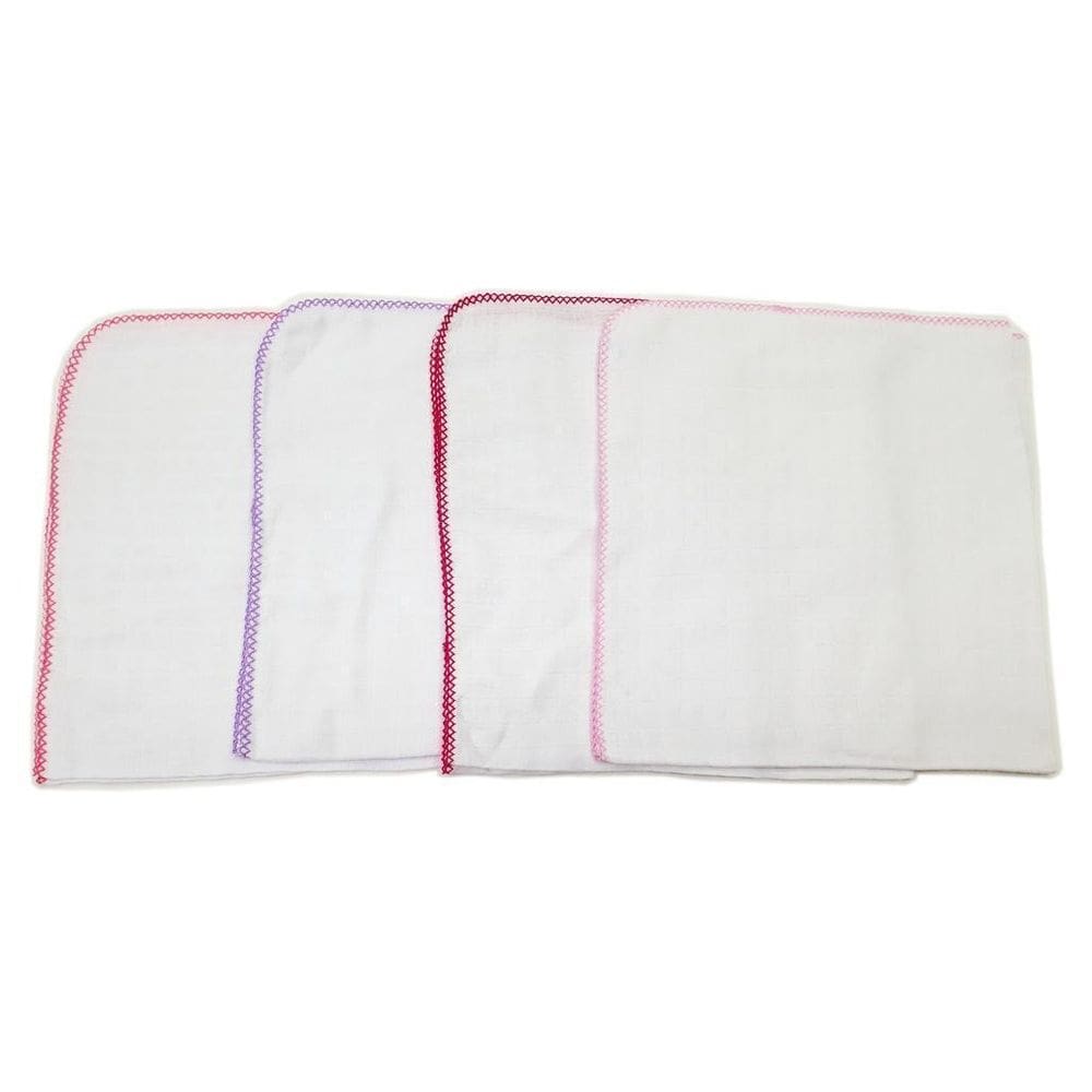 Kit 5 Fralda Quadriculada Lisa 68X68Cm Com Crochê Feminino