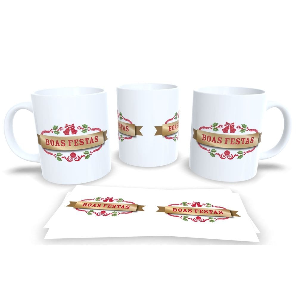 Caneca de Porcelana Branca Personalizada Coleção Natal