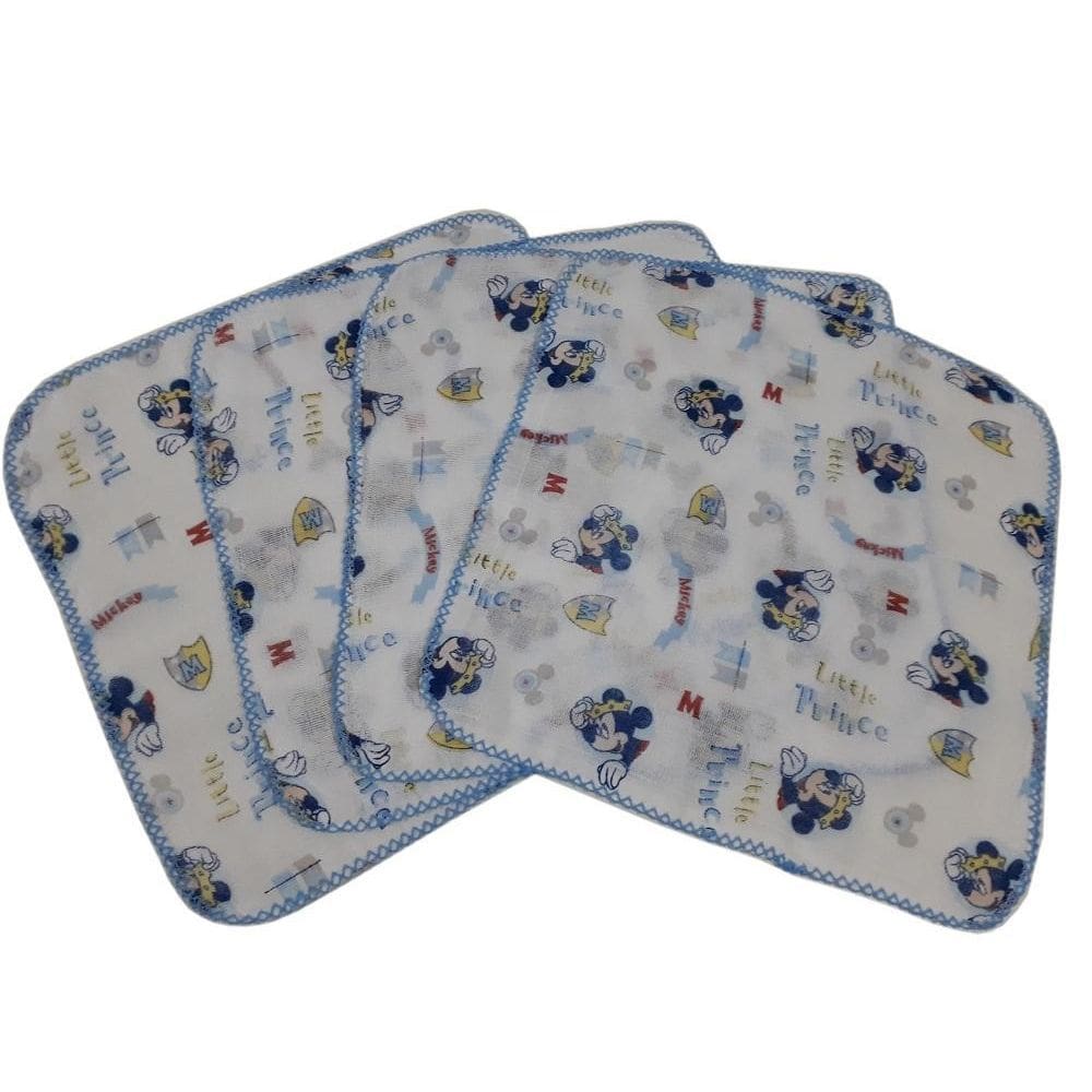 5 Fralda De Boca Disney 33X33 Estampada Com Croche Mickey
