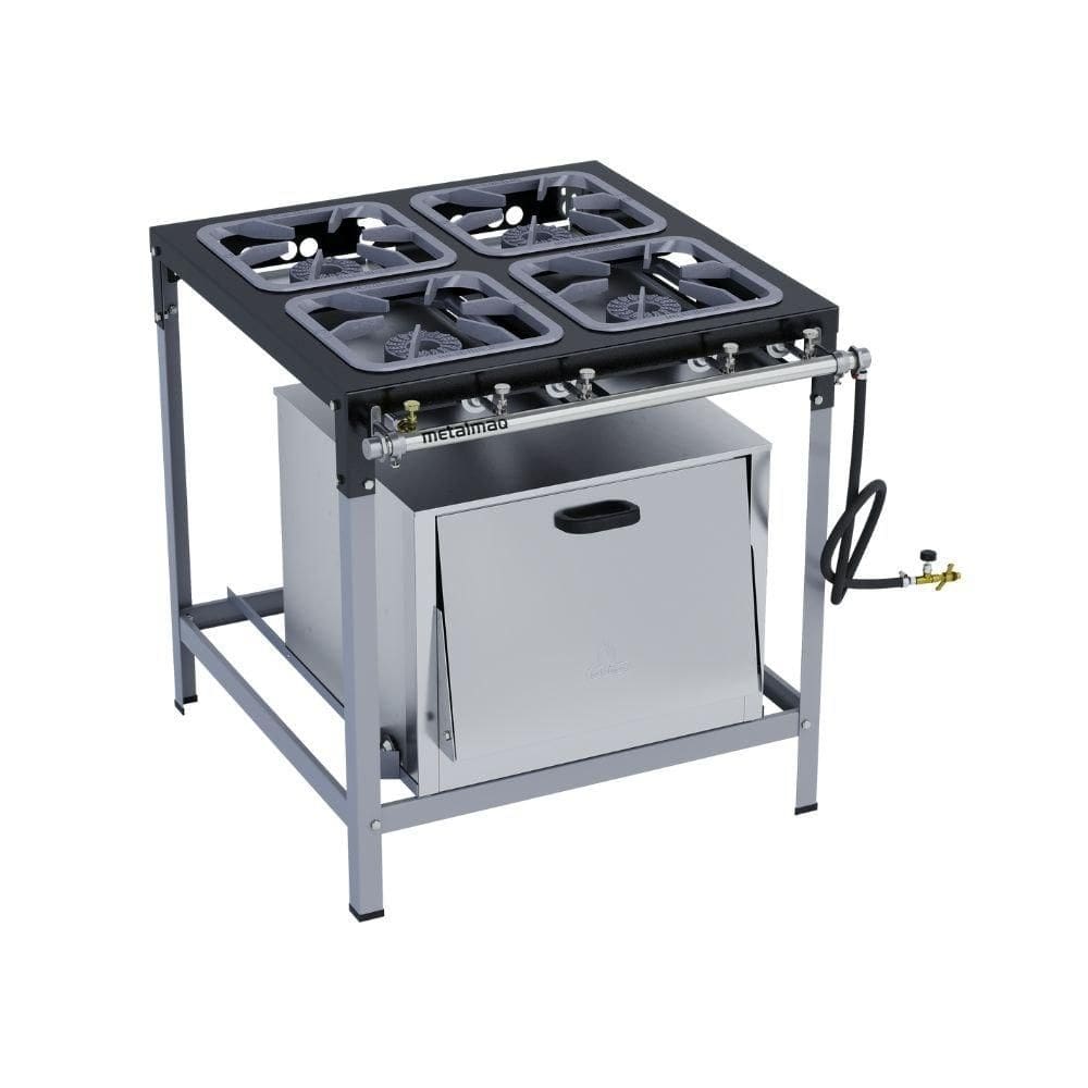 Fogão Industrial 4 Bocas 30X30 Alta Pressão com Forno S2000 Metalmaq
